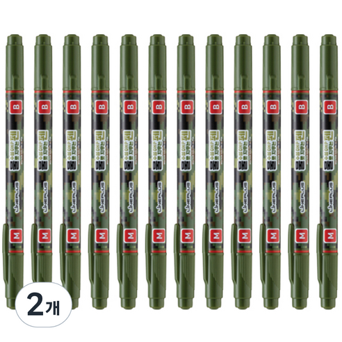 라인플러스 OHP펜 1mm 물펜MF 3.0mm 12p, 적색, 2개