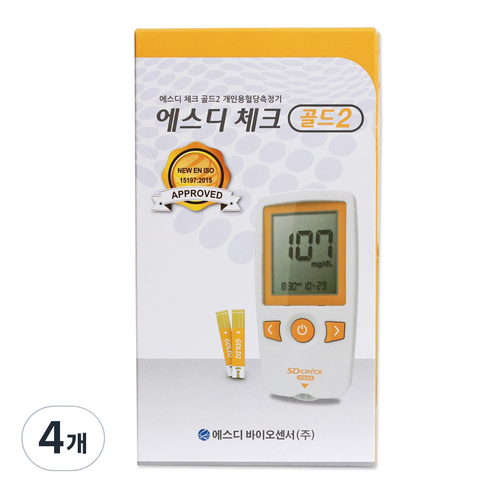 에스디 체크 골드2 혈당측정기, 4개, SD CHECK GOLD 2 Blood Glucose Monitoring System(01GC22)
