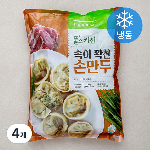 풀무원 풀스키친 속이 꽉찬 손만두 (냉동), 4개, 1.4kg