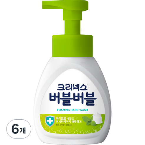 크리넥스 버블버블 핸드워시 힐링그린, 6개, 250ml