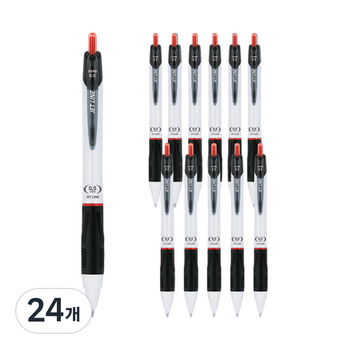 자바펜 0.5mm 제트라인 펜, 레드, 24개