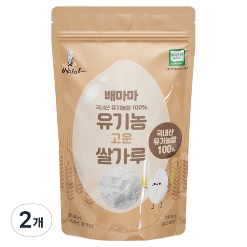 배마마 유기농 고운 쌀가루, 200g, 2개