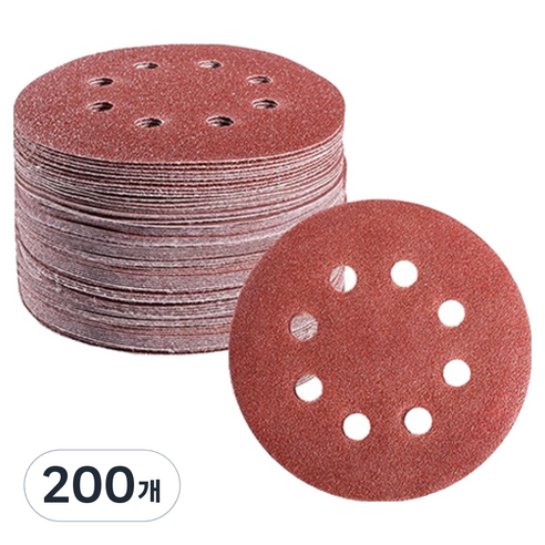 OON 원형 사포 샌딩 페이퍼 8홀 60방 125mm, 200개