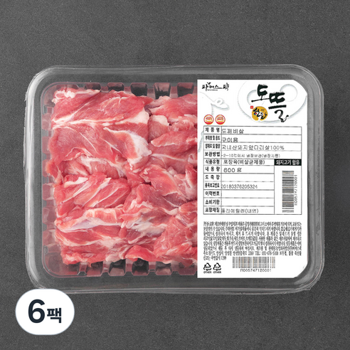 파머스팩 도뜰 한돈 도깨비살 구이용, 600g, 6팩