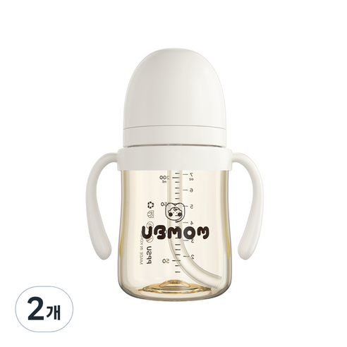 유비맘 시그니처 PPSU 빨대컵 200ml, 2개, 구름