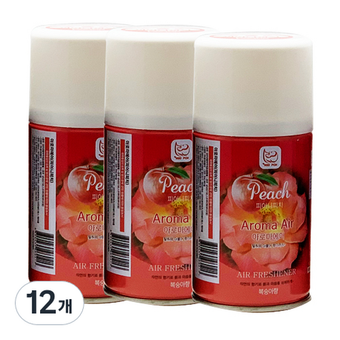 아로마에어 실내용 방향제 피어니피치, 280ml, 12개, 과일/트로피칼향