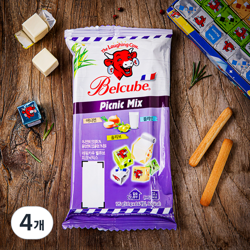 래핑카우 벨큐브 피크닉 믹스, 5.2g, 24개입, 4개