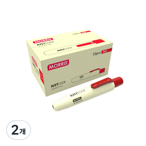 모리스 JUSTCLICK 유성매직 M2, 레드, 24개