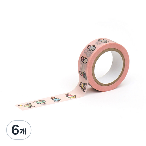 제로퍼제로 마스킹 테이프 15mm x 7m, 베베, 6개