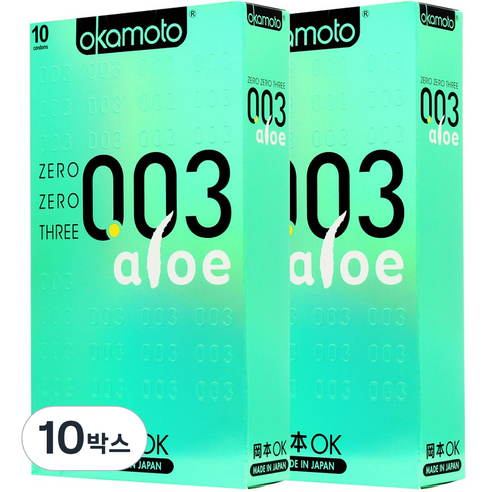 오카모토 0.03 콘돔 알로에 기타, 10개입, 10박스