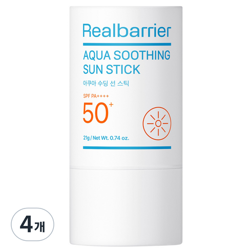 리얼베리어 아쿠아 수딩 선스틱 SPF50+ PA++++, 21g, 4개
