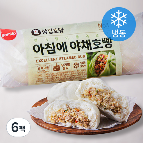 삼립호빵 아침에 야채호빵 (냉동), 360g, 6팩