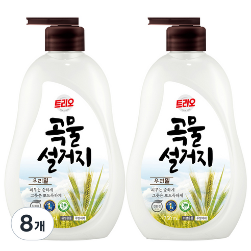 트리오 곡물설거지 우리밀 주방세제, 750ml, 8개