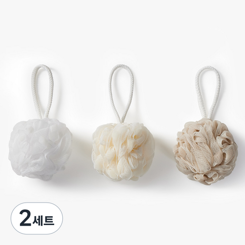 JAJU(자주) 샤워볼 3종 세트, 베이지, 2세트