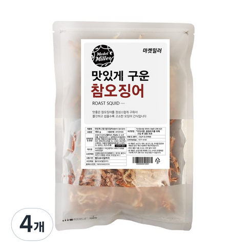 마켓밀러 맛있게 구운 참오징어, 180g, 4개