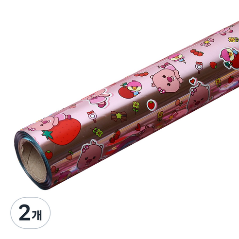 위드 뽀로로 증착롤 포장지 대 53cm x 12m, 핑크, 2개