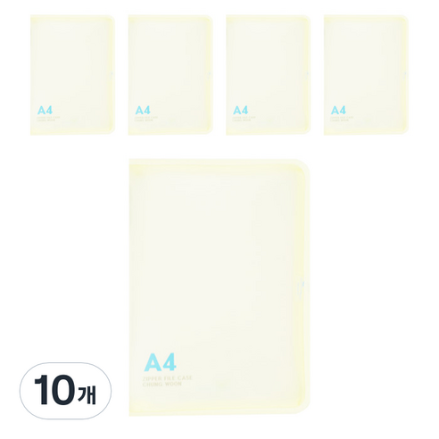 에코청운 PP 뉴 칼라 지퍼 화일 A4, 노랑, 10개