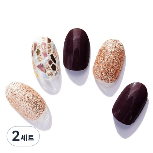 엔젤리 프리미엄 젤 네일 아트 스티커 세트, 2세트, 프리미엄 시크 브라운