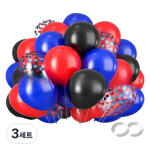 만들하비 컨페티 풍선 30p 세트, 메탈 블루레드(랜덤발송), 3세트