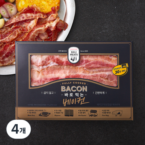 존쿡델리미트 바로먹는 베이컨, 70g, 4개