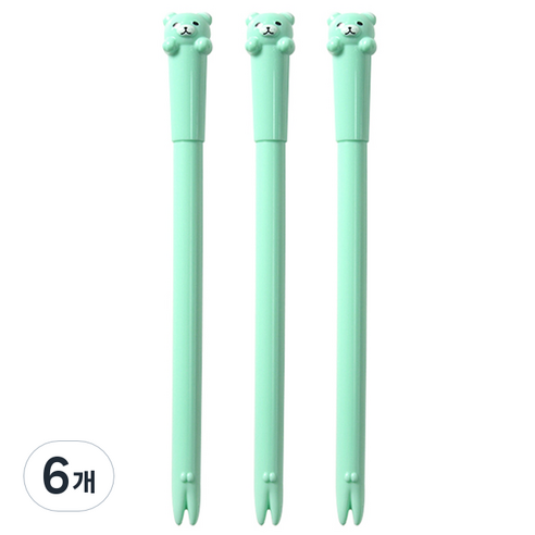 큐티베어 젤펜 0.5mm, 민트, 6개