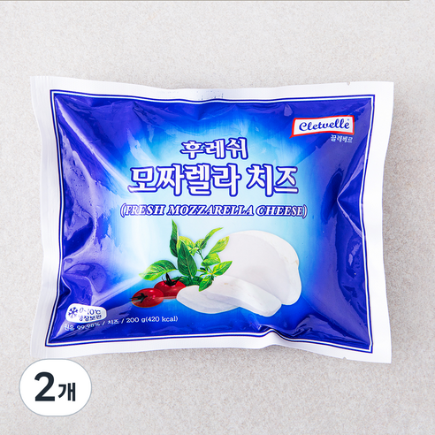 끌레베르 후레쉬 모짜렐라 치즈, 200g, 1개입, 2개