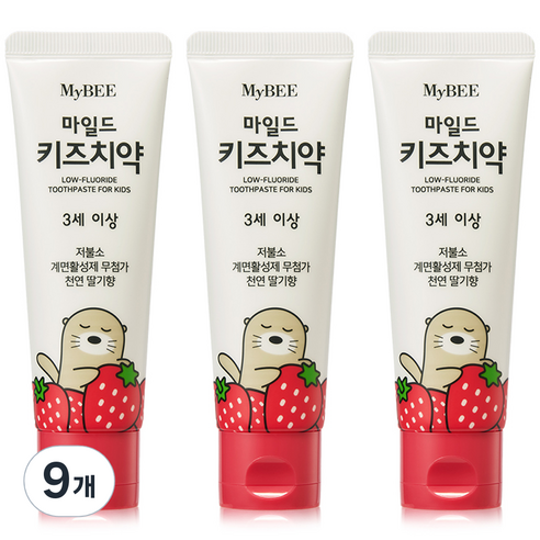 마이비 마일드 키즈 치약 딸기향, 100g, 9개