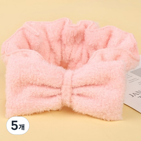 아코다컴퍼니 리본 세안 헤어 밴드, 연핑크, 5개