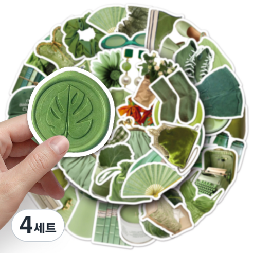문곰상점 감성 다이어리 꾸미기 캐리어 스티커 50종 세트, 그린, 4세트