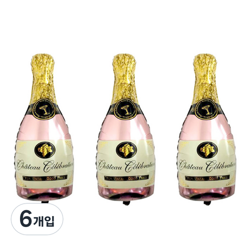 윰스 파티장식 샴페인 메탈호일풍선, 핑크골드샴페인, 6개입