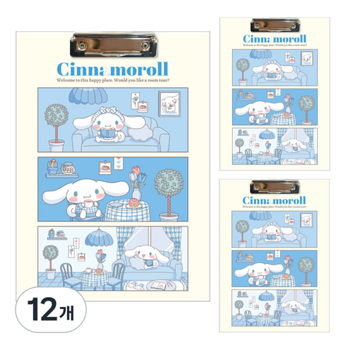 산리오 클립보드 V2 시나모롤 A4, 블루, 12개