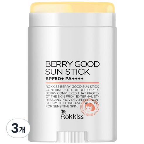 록키스 베리 굿 선스틱 SPF50+ PA++++, 15g, 3개