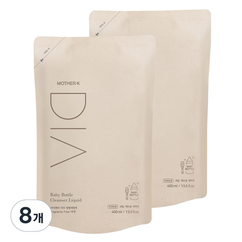 마더케이 유아용 디아 젖병세정제 리필형 무향, 400ml, 8개