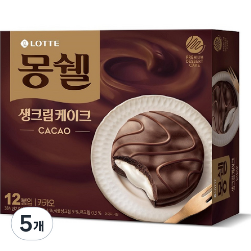 몽쉘 생크림케이크 카카오, 384g, 5개