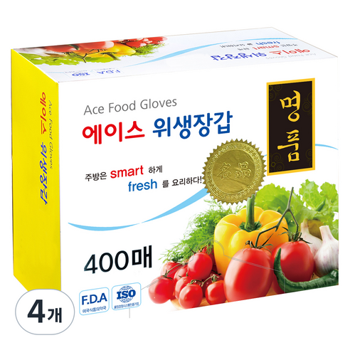 에이스 명품 위생장갑, 400개입, 4개