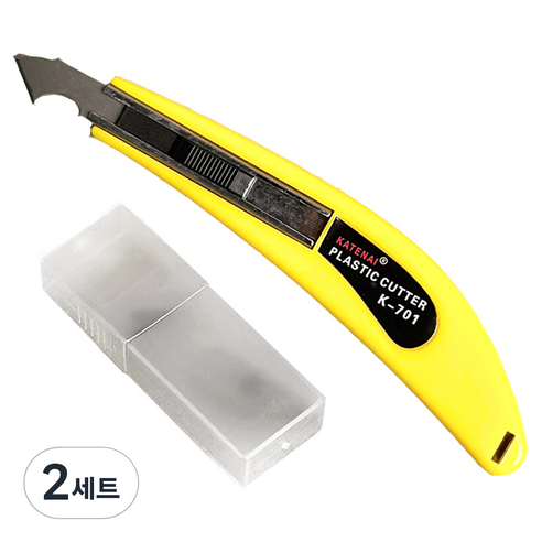 모나코올리브 아크릴 커터 컷팅 칼 + 기본칼날 3p + 추가칼날 10p 세트, 2세트, 노랑(칼)