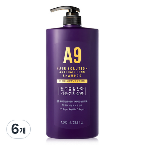 에이나인 대용량 헤어솔루션 샴푸, 6개, 1000ml
