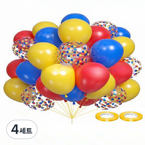 만들하비 컨페티 풍선 세트, 옐로우블루, 4세트