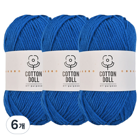 니뜨 코튼돌 뜨개실 50g, 6개, 33로얄블루