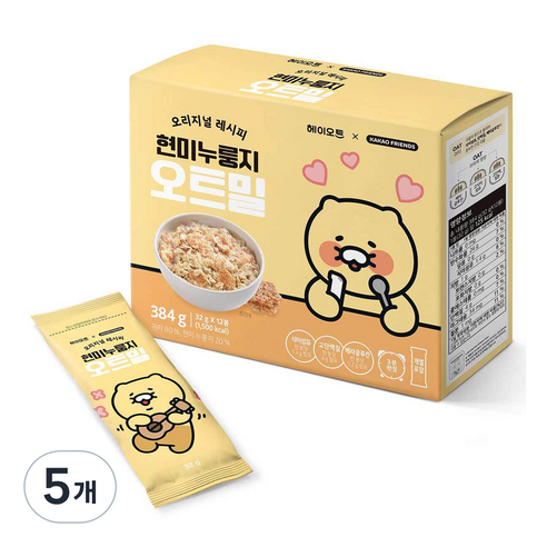 헤이오트 카카오프렌즈 현미누룽지 오트밀 12p, 384g, 5개