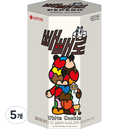 빼빼로 화이트쿠키 일러스트, 132g, 5개