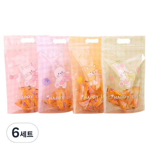 아트조이 구디백 스탠딩 지퍼백 간식봉투 4종 x 12p + 2p 랜덤발송 세트, 해피 라이프, 6세트