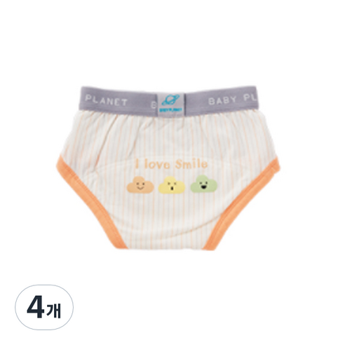 베이비플라넷 밤부 배변훈련팬티 스마일 클라우드, 코랄, 4개