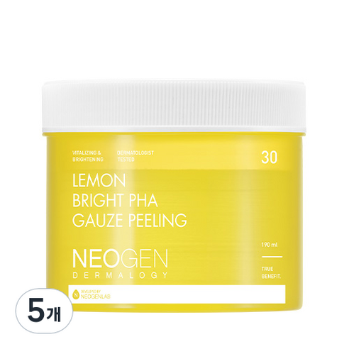 네오젠 레몬 브라이트 파하 거즈 필링패드 30매입, 190ml, 5개