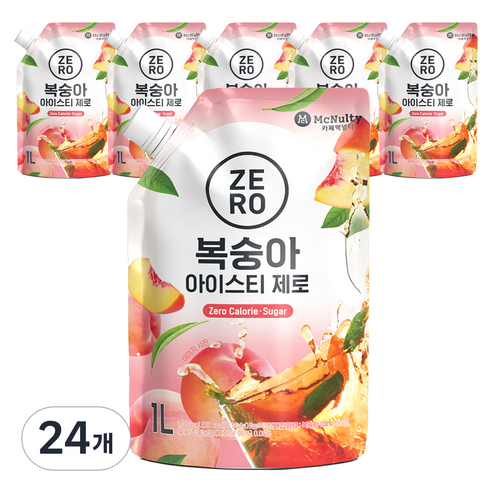 맥널티커피 복숭아 아이스티 제로, 1L, 24개