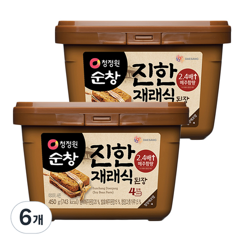 청정원 재래식 집된장 사각, 450g, 6개