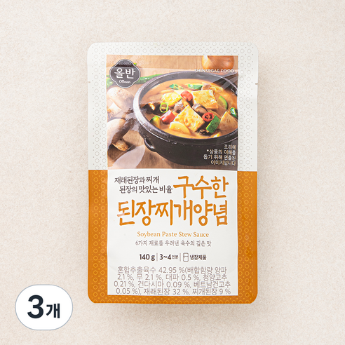 올반 구수한 된장 찌개 양념, 140g, 3개