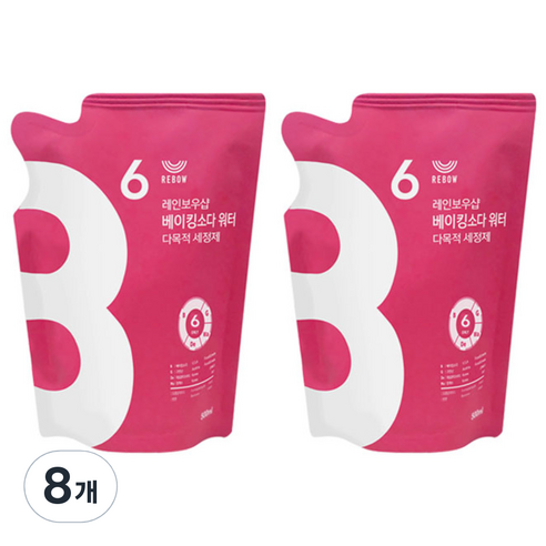레인보우샵 베이킹소다 워터 다목적세정제 리필, 500ml, 8개