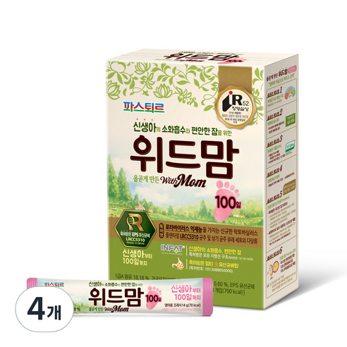 바른목장 원유로 만든 위드맘 100일 스틱분유, 10개입, 4개