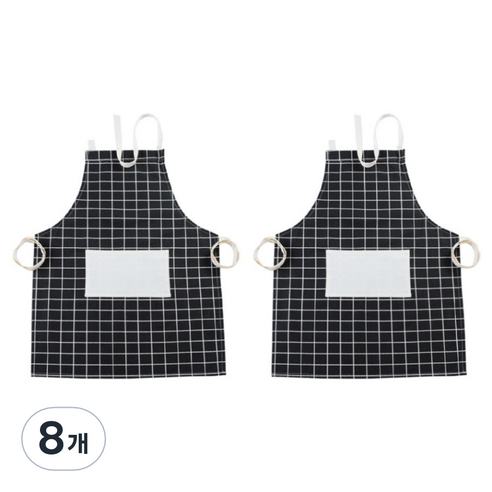 젊은이마켓 모던 체크 앞치마, 블랙, 8개